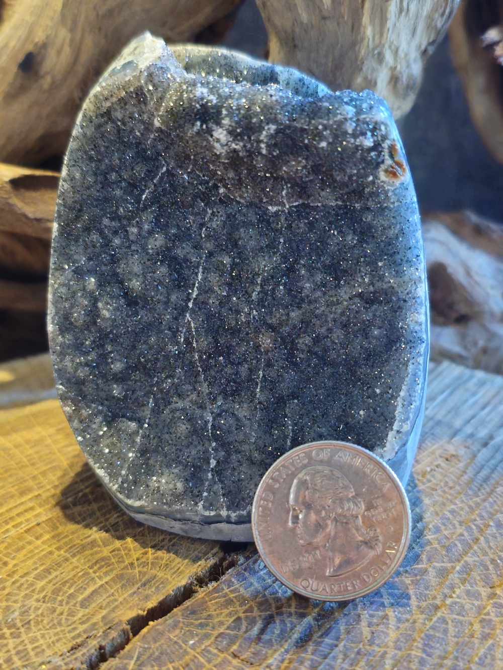 Natural Uruguayan Druzy Amethyst Set Of Four Cutbases - Picture 4 of 6